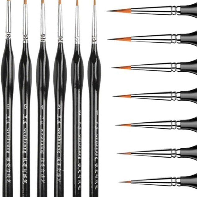 Pinceaux d'artiste fins : set de 6 pinceaux en nylon pour modelage et acrylique, idéal pour adultes et enfants