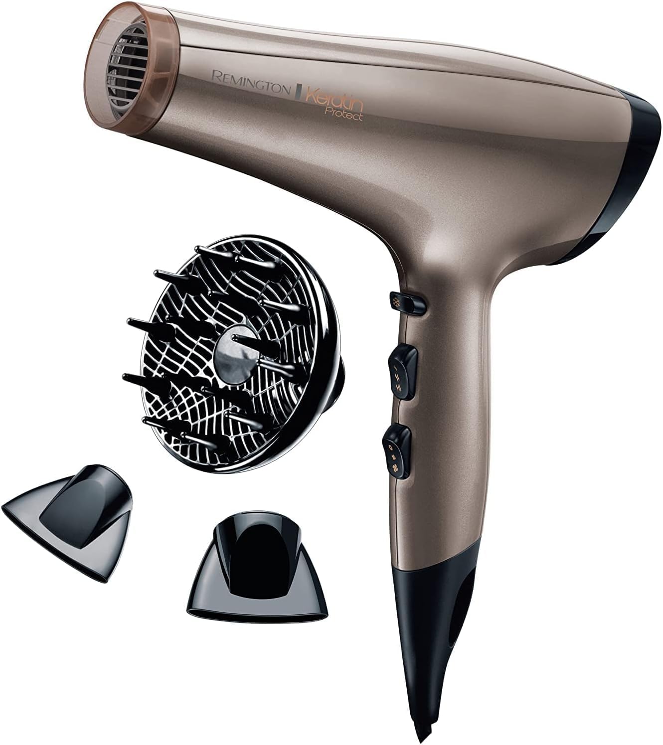 Sèche-cheveux professionnel Remington : soin kératine et huile d'amande pour des cheveux éclatants et protégés