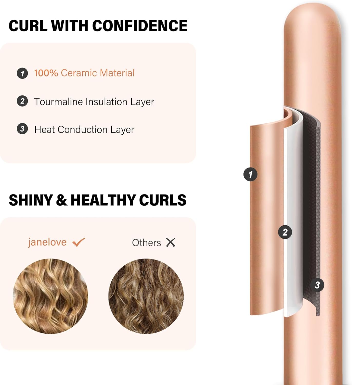 Fer à boucler 5 en 1 : l’outil essentiel pour des coiffures élégantes et variées Pour les passionnées de coiffure, ce boucleur céramique de 10 à 32 mm allie performance et style, avec des températures réglables de 150°C à 210°C, un gant de protection et des accessoires pratiques inclus. – Image 3