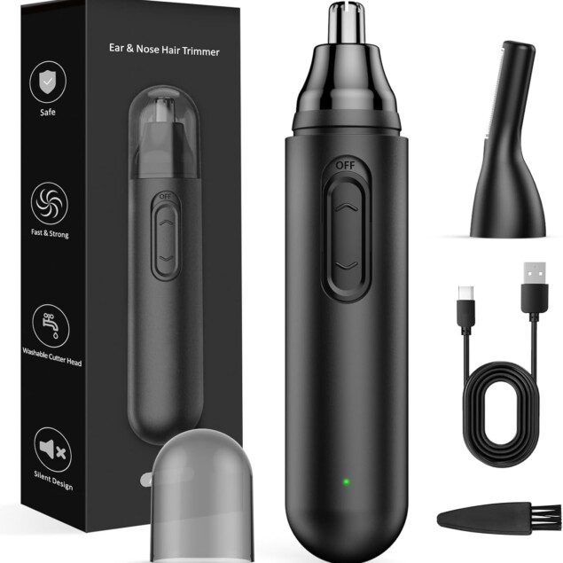 Tondeuse nez et oreilles sans fil : l'outil multifonction idéal pour hommes et femmes Coupe précise des poils du nez, des oreilles, des sourcils, de la barbe et du corps, avec recharge USB et étanchéité IPX7