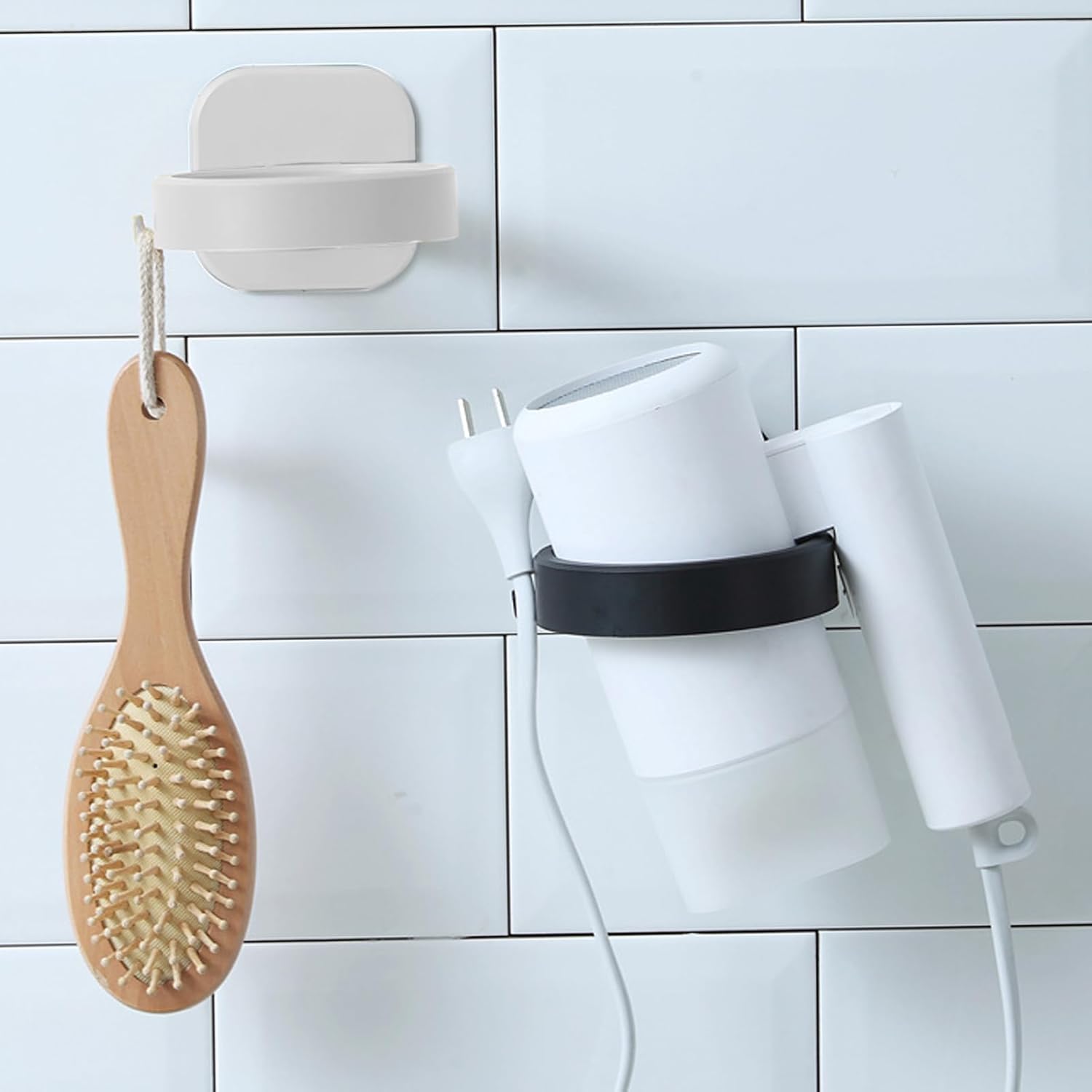 Support de sèche-cheveux mural : pratique et élégant pour un rangement facile sans percer – Image 6