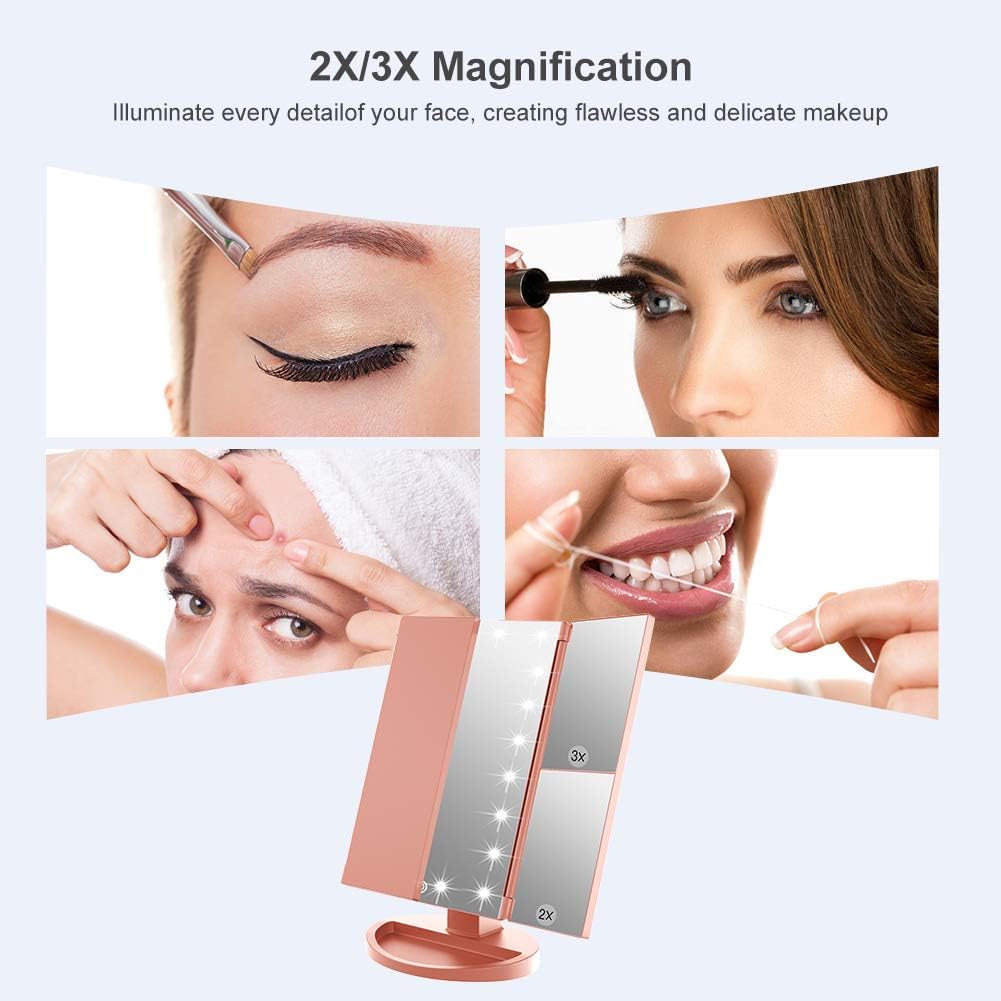 Miroir de Maquillage LED à Trois Volets Élégant – Image 6