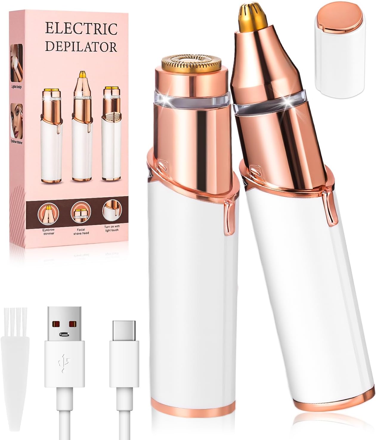 Épilateur visage pour femmes : 2 en 1, idéal pour sourcils impeccables et peau douce