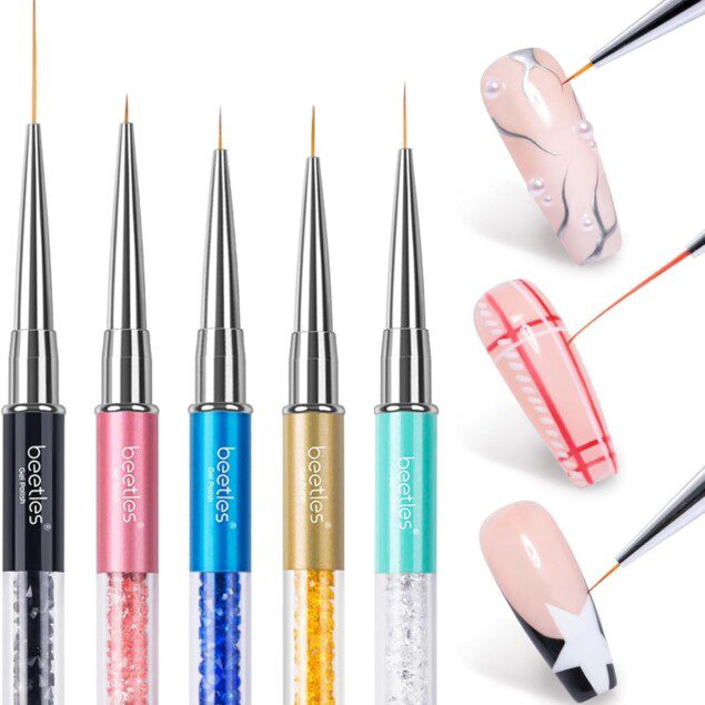 Pinceaux à ongles pour nail art : kit complet de 5 pièces pour des créations élégantes et précises