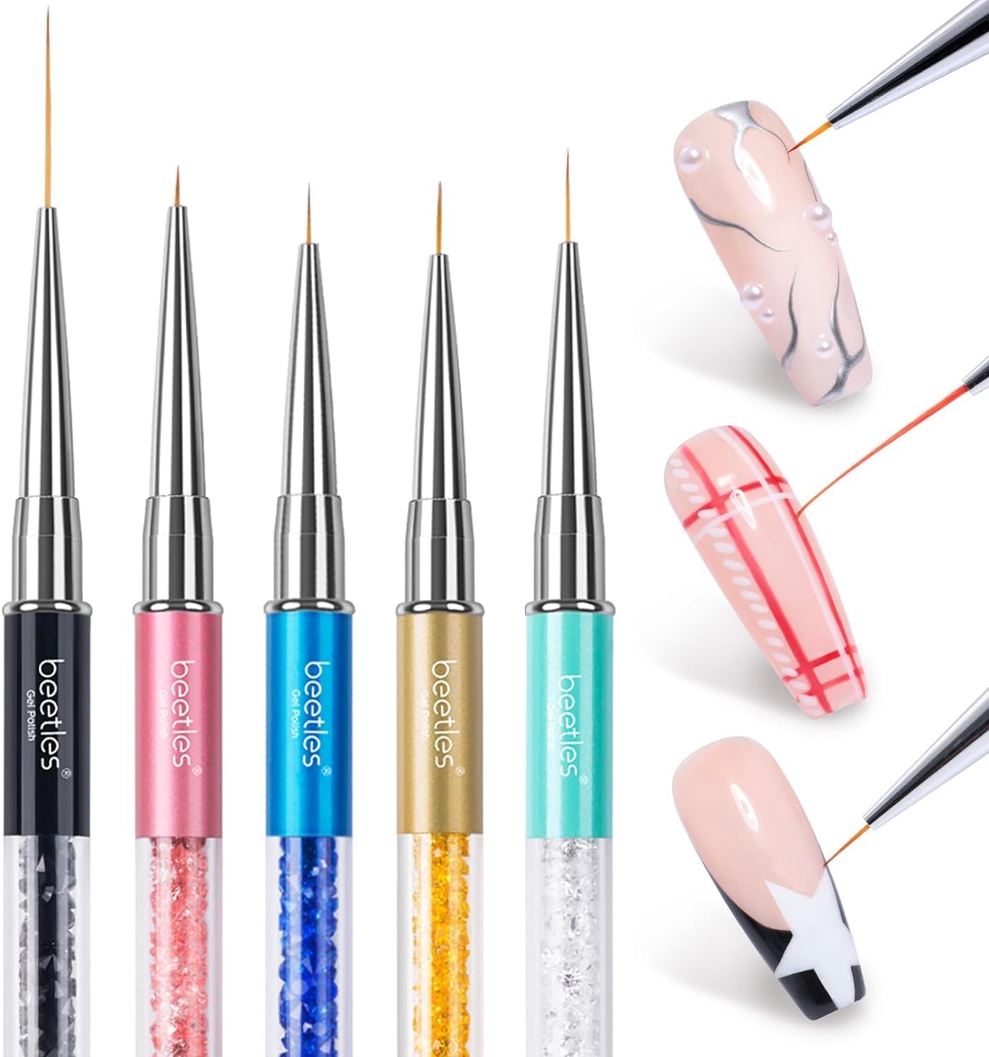 Pinceaux à ongles pour nail art : kit complet de 5 pièces pour des créations élégantes et précises