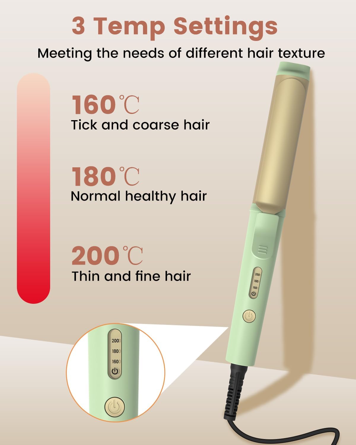 Boucleur à cheveux 25 mm : mini fer à boucler idéal pour cheveux courts et moyens avec 3 températures réglables – Image 6