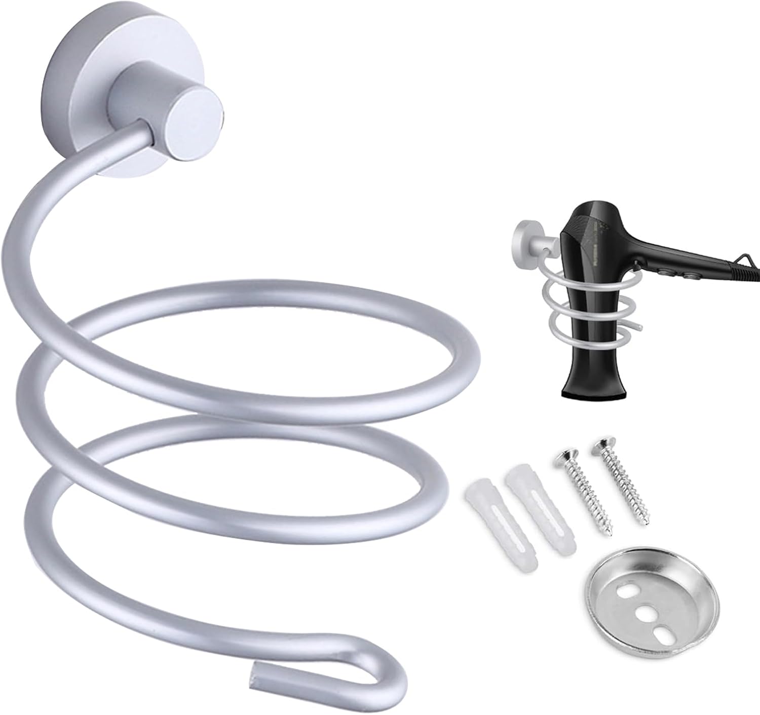 Porte sèche cheveux mural en aluminium : support élégant pour salle de bain et cuisine