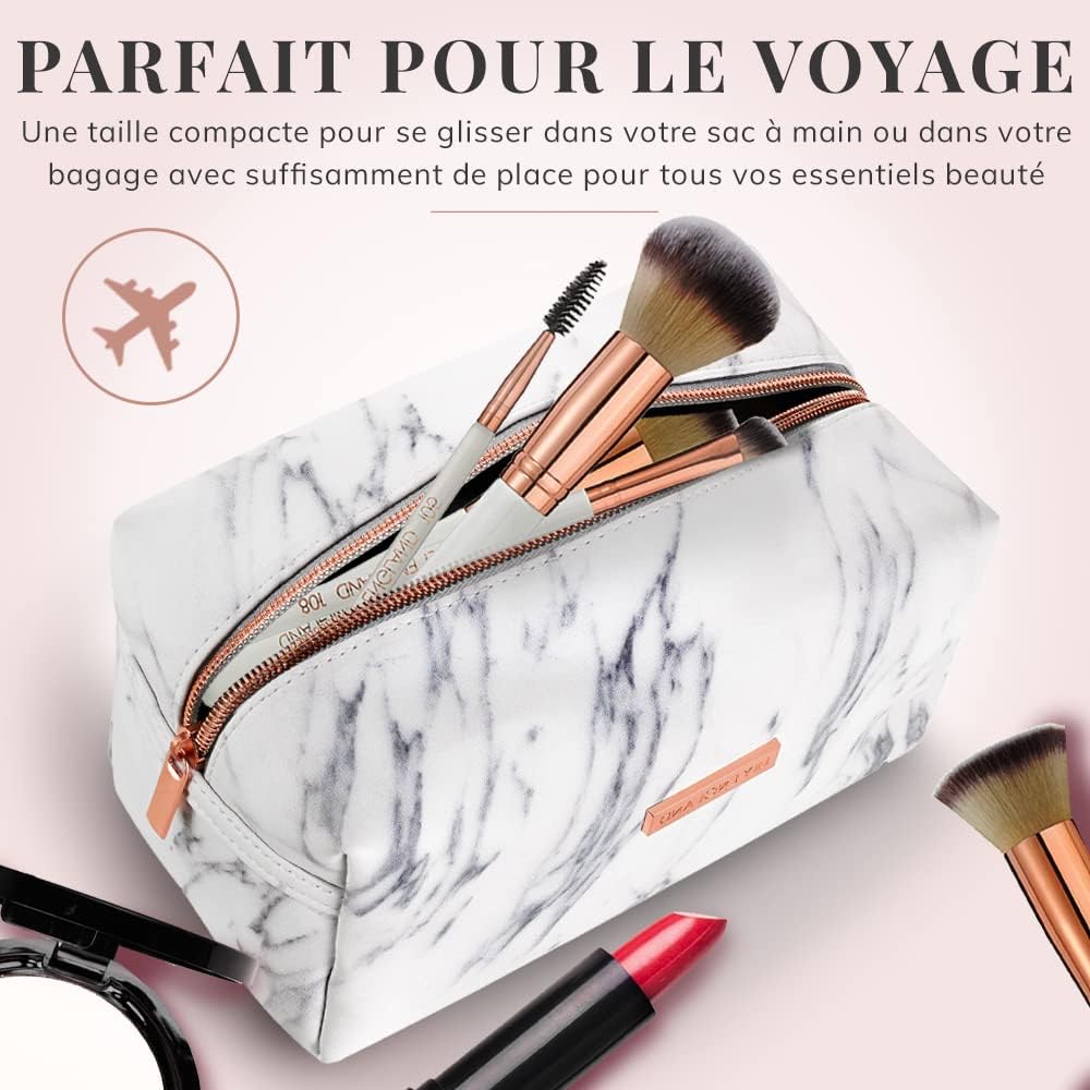 Trousse à maquillage en marbre : élégante petite pochette de rangement cosmétique pour femmes en voyage – Image 2