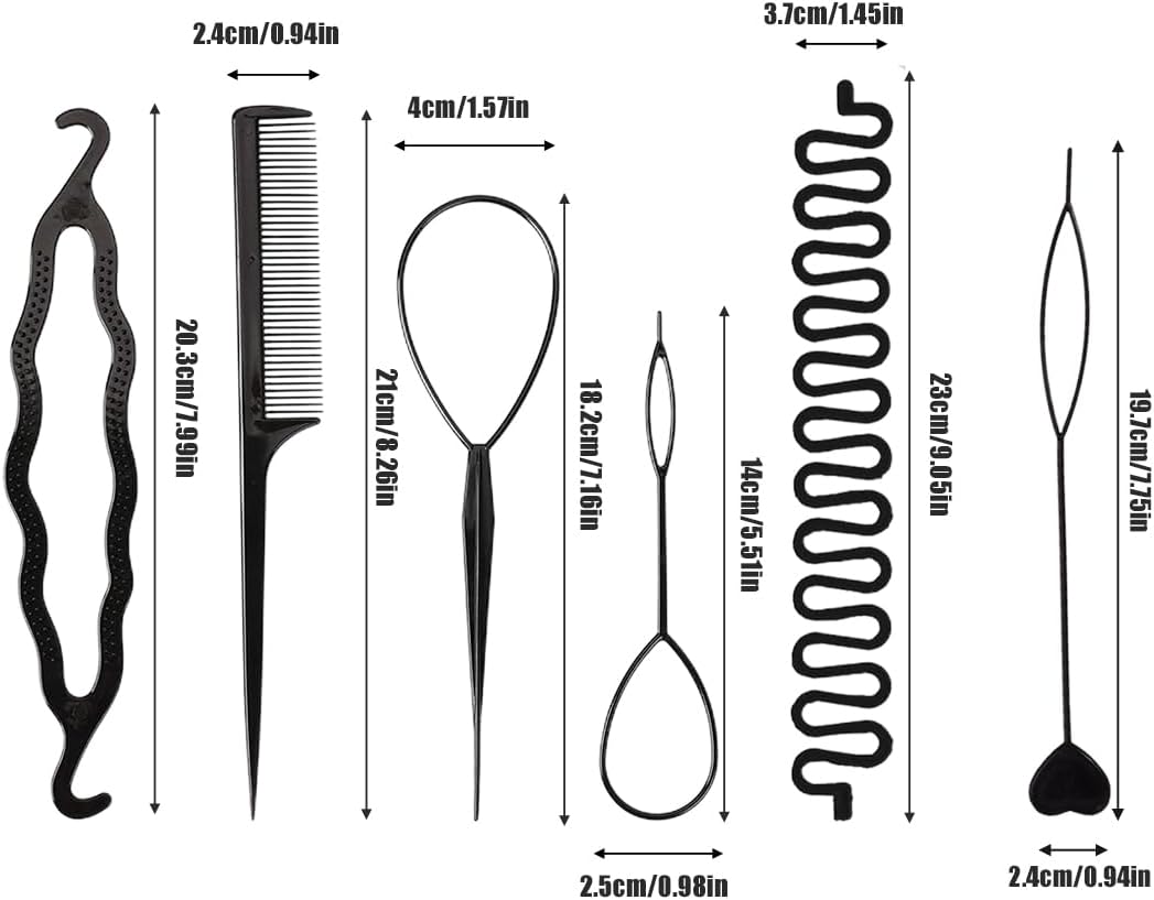 Kit de coiffure de 6 pièces : outil pratique pour créer des tresses élégantes et des queues de cheval parfaites – Image 2