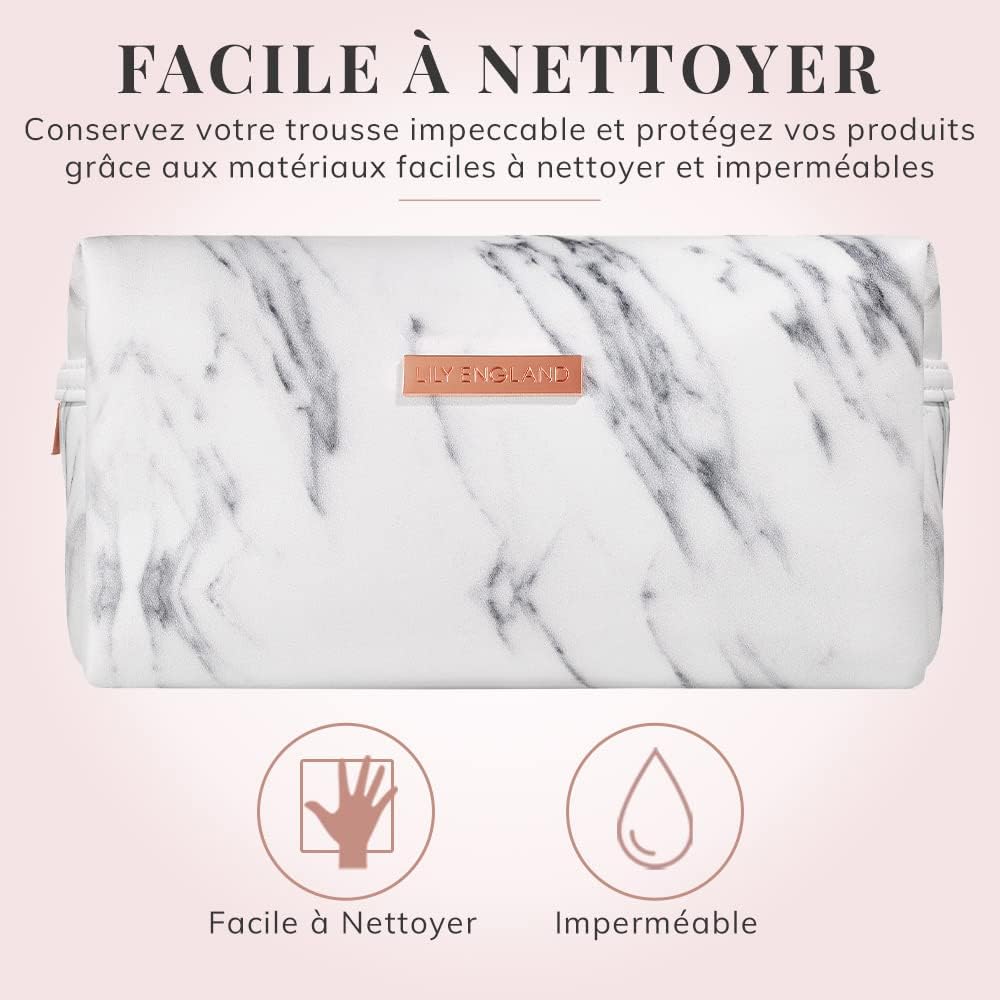 Trousse à maquillage en marbre : élégante petite pochette de rangement cosmétique pour femmes en voyage – Image 4