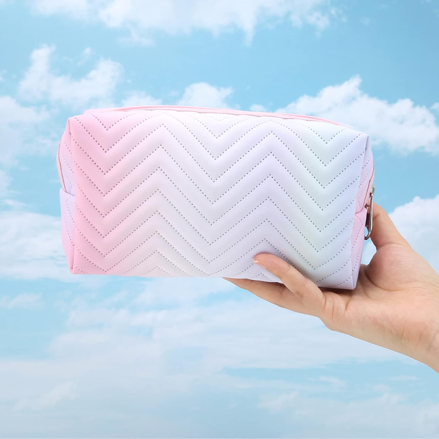 Grand sac de maquillage à fermeture éclair : le compagnon idéal pour femmes et filles en voyage Sac de toilette pliable et étanche pour un rangement pratique et élégant – Image 5