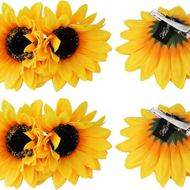 Pinces crocodiles en forme de tournesol : accessoires de coiffure pour femmes et filles, idéaux pour des vacances à la plage et des fêtes estivales