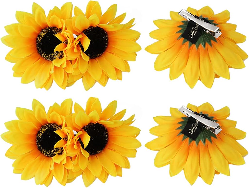 Pinces crocodiles en forme de tournesol : accessoires de coiffure pour femmes et filles, idéaux pour des vacances à la plage et des fêtes estivales