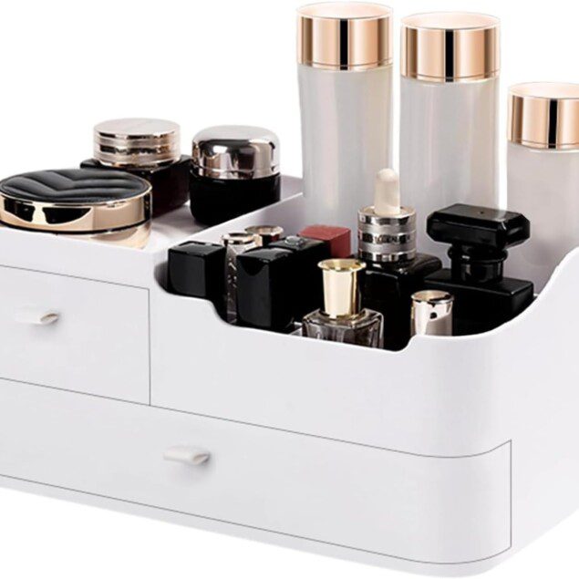 Organisateur de maquillage : la boîte de rangement idéale pour les passionnées de beauté Optimisez votre espace avec cet élégant tiroir cosmétique, parfait pour le comptoir de la salle de bain