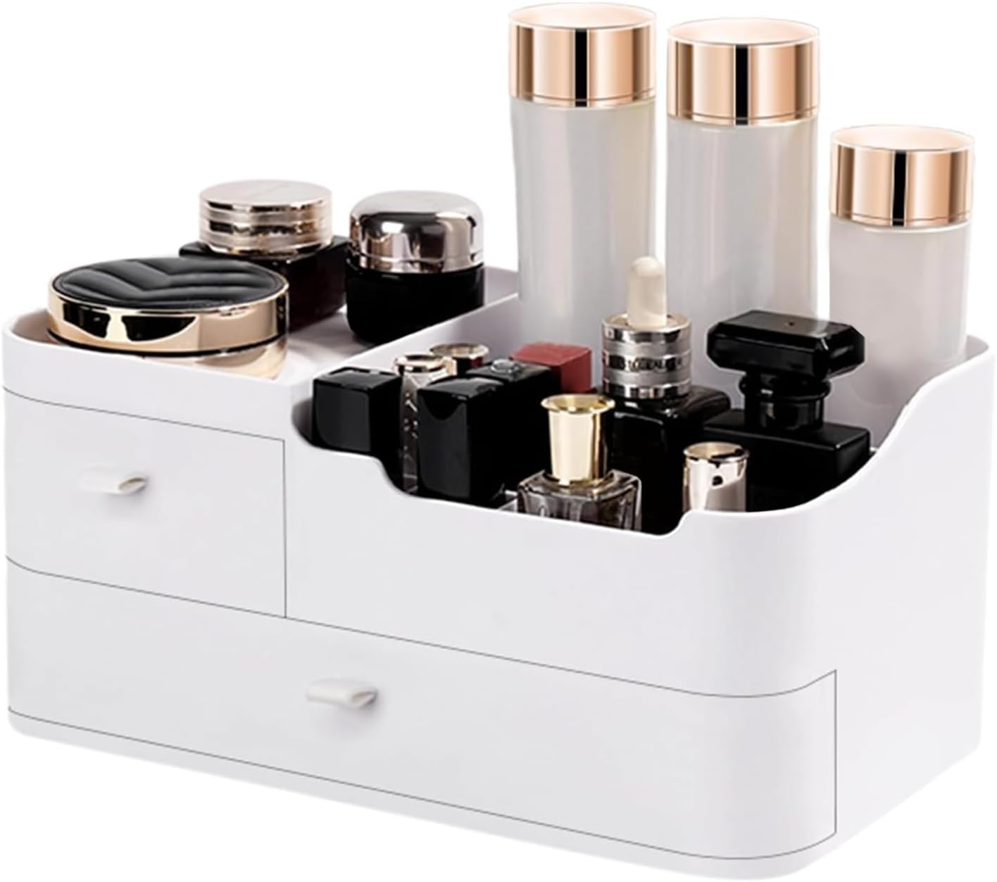 Organisateur de maquillage : la boîte de rangement idéale pour les passionnées de beauté Optimisez votre espace avec cet élégant tiroir cosmétique, parfait pour le comptoir de la salle de bain