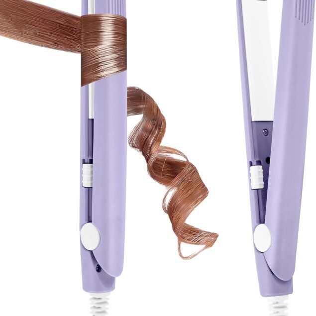 Mini fer à lisser violet : lisseur boucleur 2 en 1 pour des cheveux parfaits à la maison ou au salon