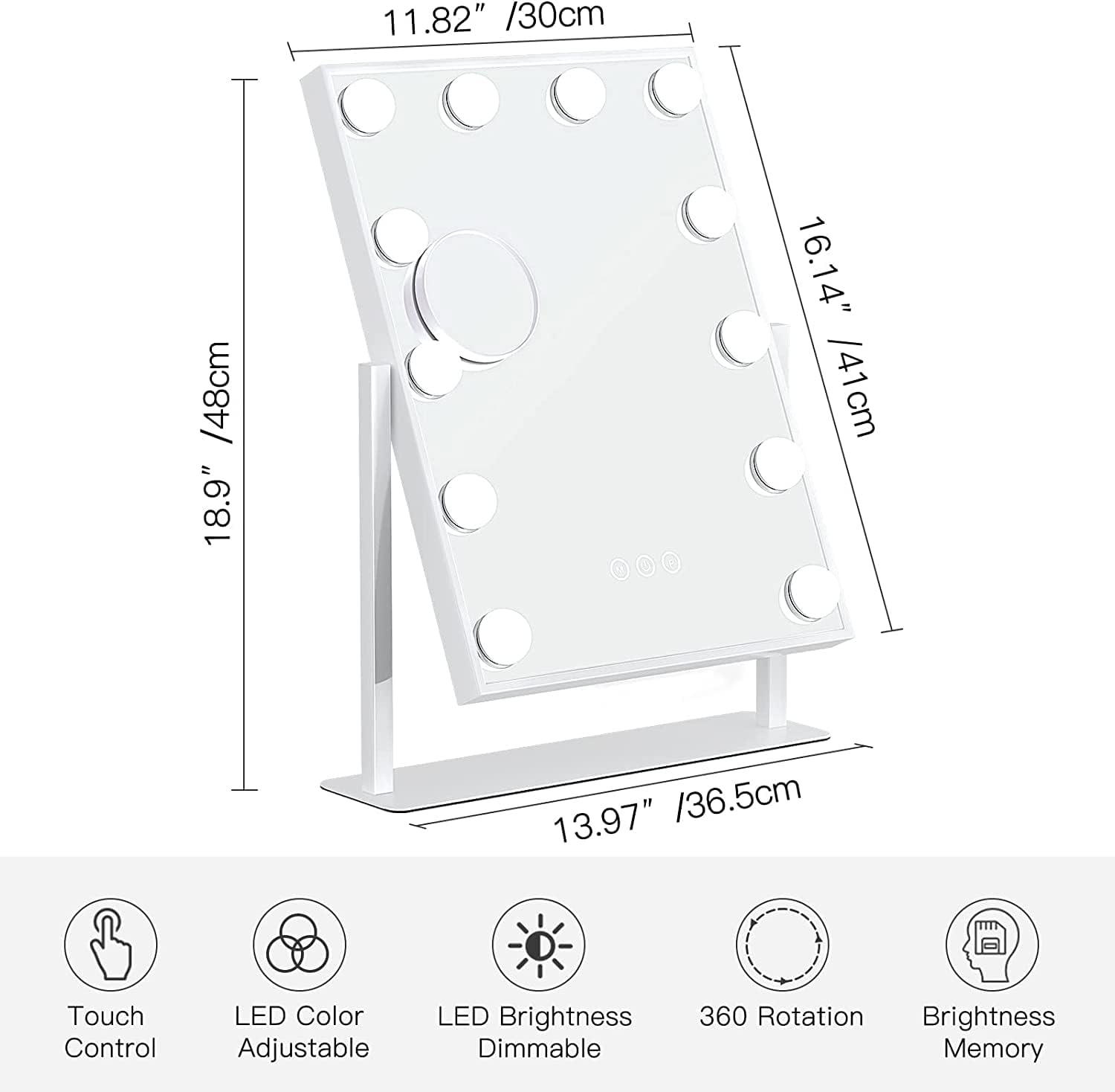 Miroir maquillage lumineux : l’accessoire parfait pour les passionnées de beauté avec 12 lumières et rotation à 360° – Image 5