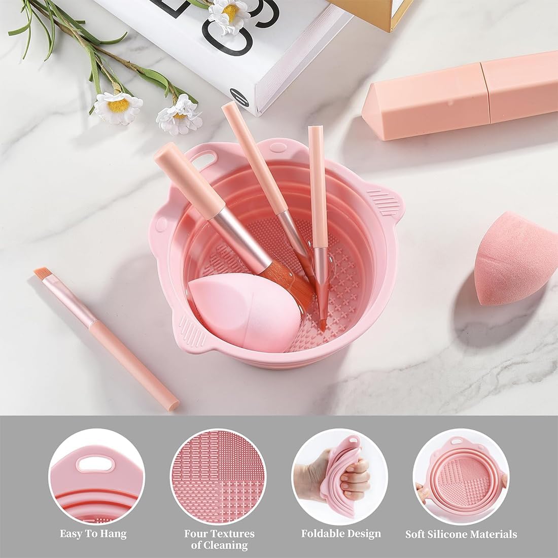 Tapis de nettoyage pinceaux maquillage : outil portable et pliable pour un nettoyage efficace des pinceaux cosmétiques – Image 4