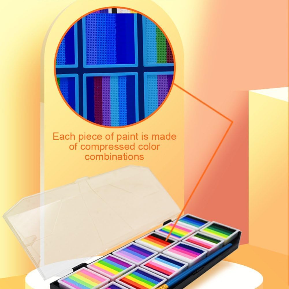 Palette de maquillage professionnelle arc-en-ciel : kit de maquillage non toxique pour enfants et adultes, idéal pour Halloween et les fêtes – Image 2