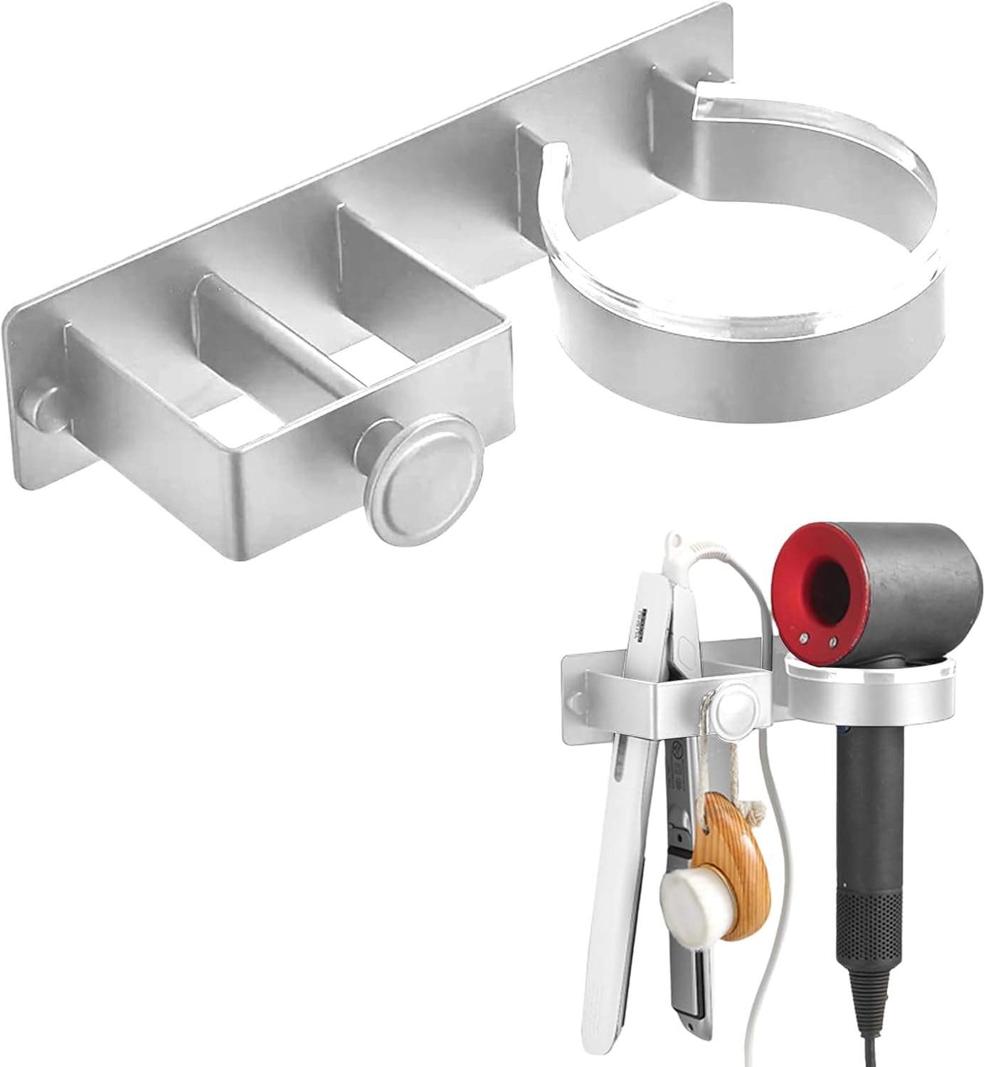 Support sèche-cheveux sans perçage : rangement pratique pour salle de bain, hôtel et salon de coiffure