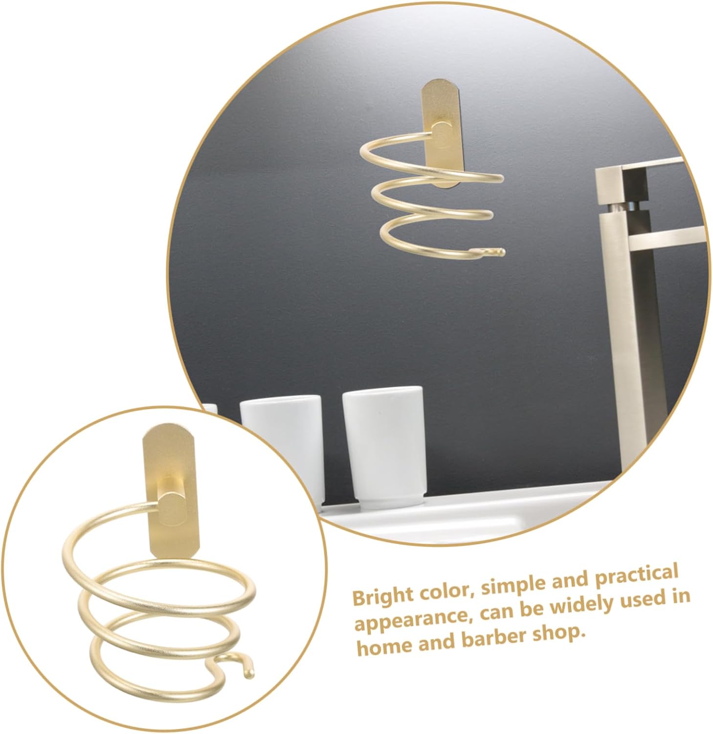 Porte-sèche-cheveux mural en aluminium : un support pratique et élégant pour salle de bain et salon – Image 6