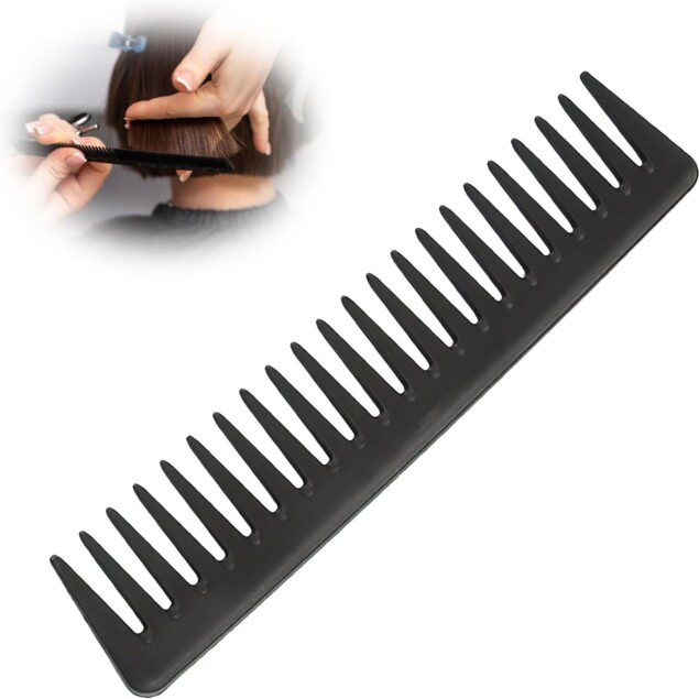 Peigne large en ABS : l'outil idéal pour hommes et femmes aux cheveux bouclés, secs ou humides   Découvrez la légèreté et la durabilité de ce peigne antistatique, parfait pour une coiffure quotidienne ou en voyage