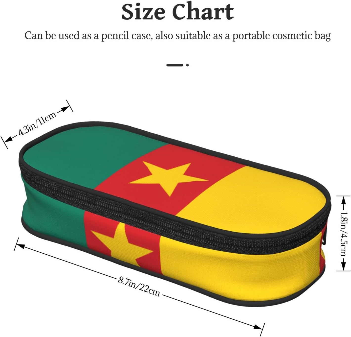 Trousse à crayons imprimée drapeau du Cameroun : un rangement élégant pour les passionnés de papeterie et de beauté – Image 4