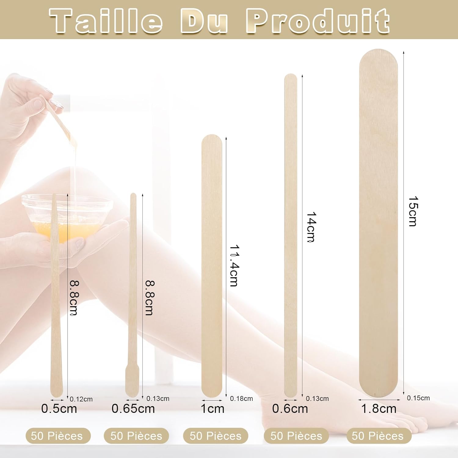 Spatules à épilation en bois : 250 pièces pour un épilateur expert à domicile Idéales pour le visage, le corps et les lèvres, ces spatules jetables offrent une application précise et confortable pour une peau douce et soyeuse. – Image 2