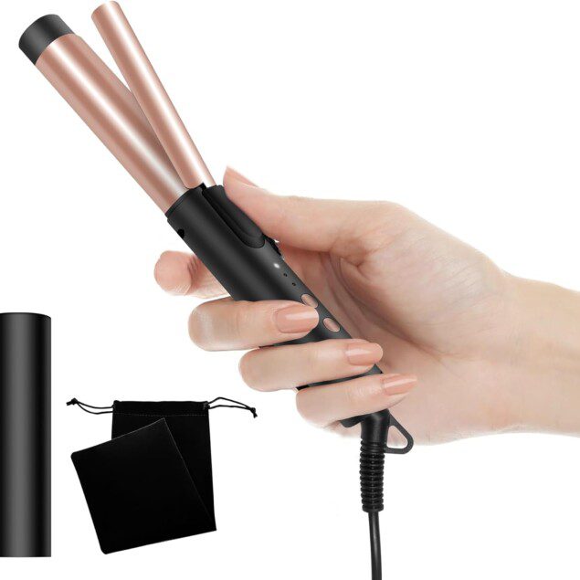 Mini fer à boucler pour cheveux court : boucleur de voyage 25 mm avec sac de rangement et température réglable pour des boucles élégantes en toute simplicité