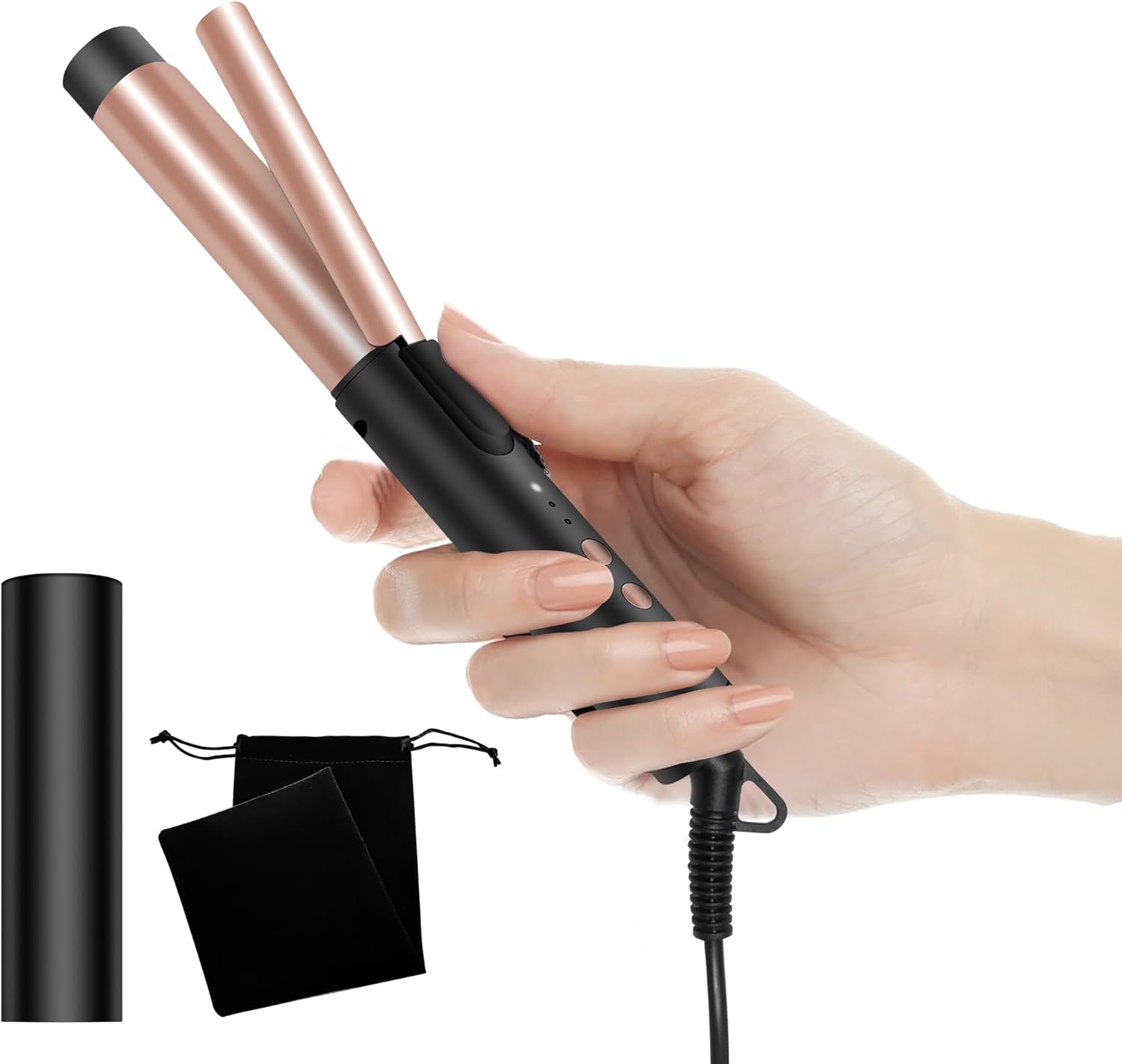 Mini fer à boucler pour cheveux court : boucleur de voyage 25 mm avec sac de rangement et température réglable pour des boucles élégantes en toute simplicité