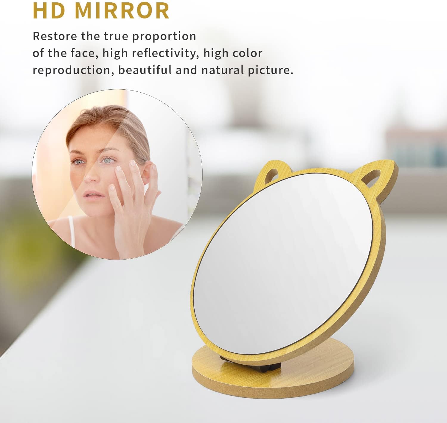 Miroir de maquillage créatif : le petit miroir en forme d'oreille de chat pour sublimer votre chambre ou salon – Image 3
