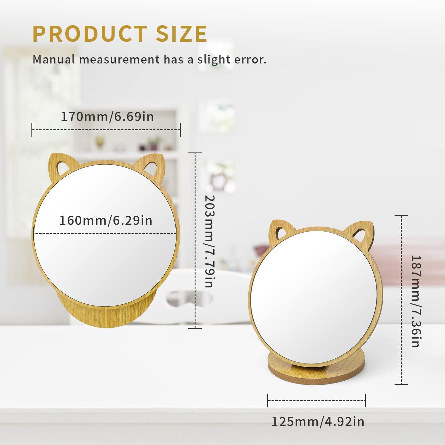 Miroir de maquillage créatif : le petit miroir en forme d'oreille de chat pour sublimer votre chambre ou salon – Image 2