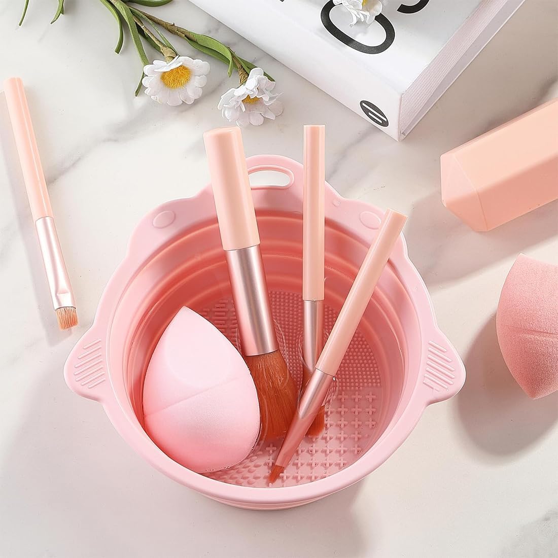 Tapis de nettoyage pinceaux maquillage : outil portable et pliable pour un nettoyage efficace des pinceaux cosmétiques – Image 2