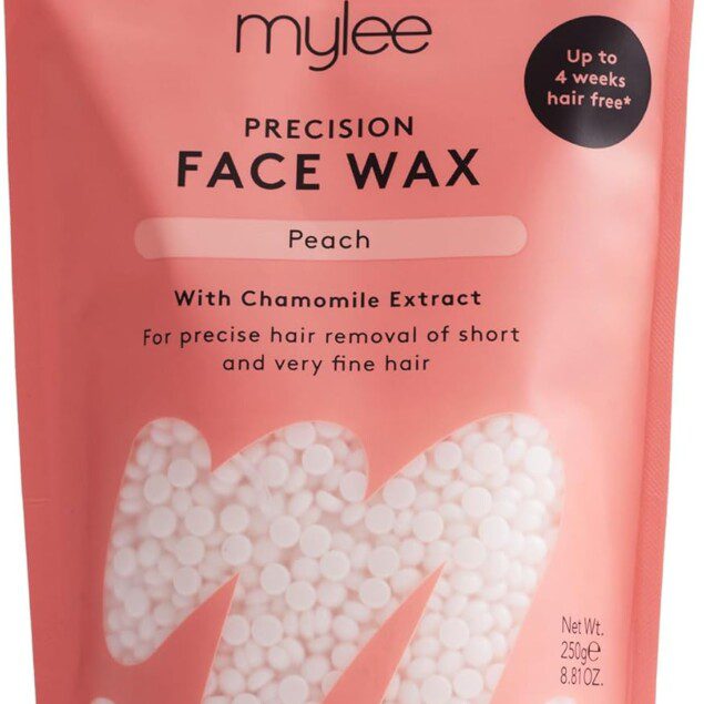 Cire visage de précision 250 g : épilation douce et efficace pour les zones sensibles   Profitez d'une peau lisse jusqu'à 4 semaines grâce à l'extrait de camomille apaisant et au parfum pêche