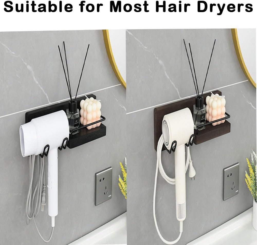 Support sèche cheveux mural en bois : l’accessoire idéal pour une salle de bain élégante et organisée – Image 6