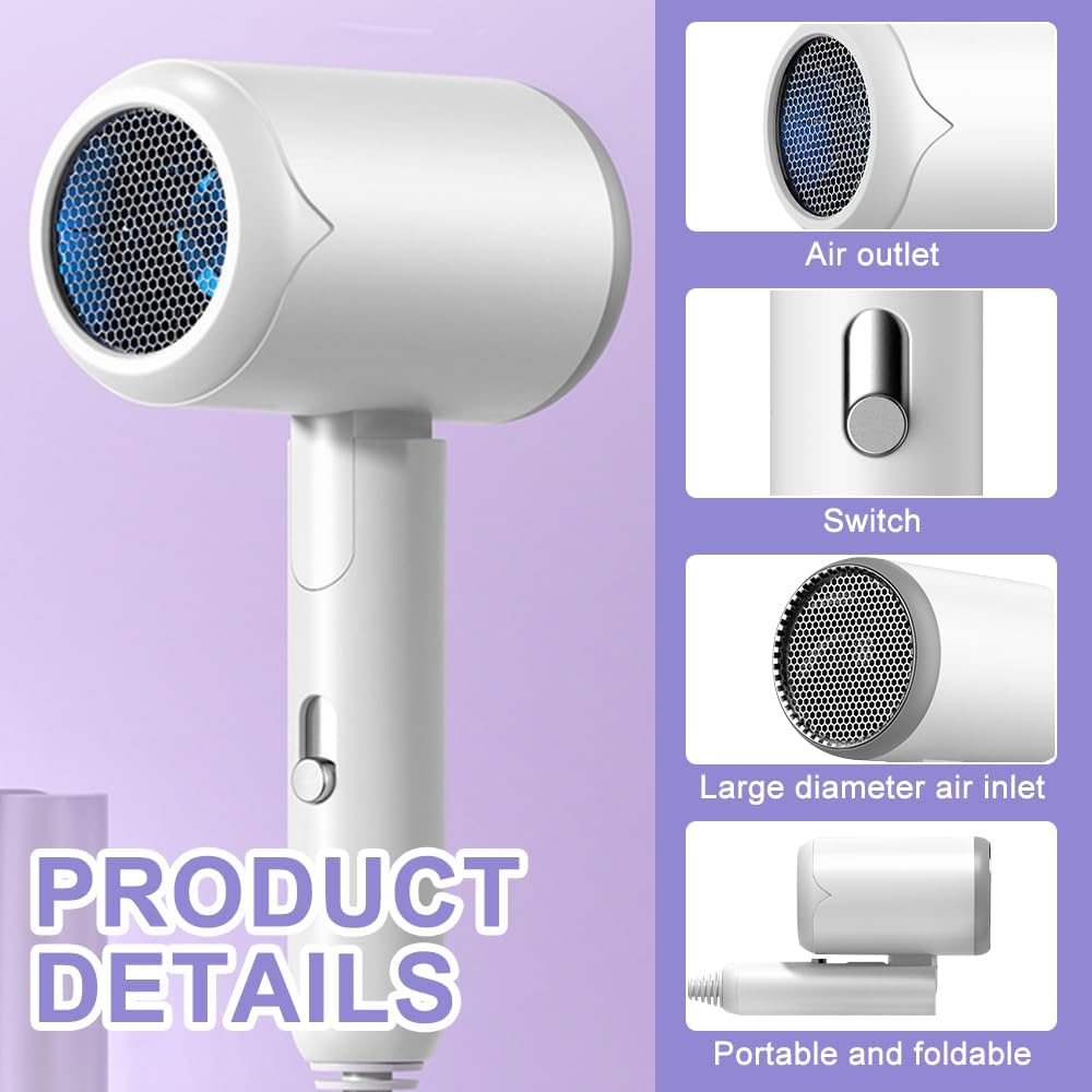 Sèche cheveux pliable 1200W : l'allié idéal pour votre famille en voyage ou au salon – Image 3