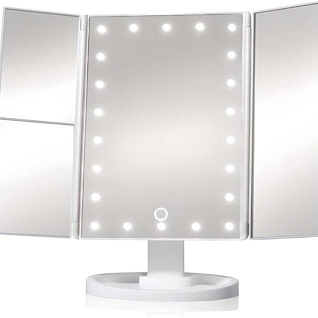 Miroir de maquillage triple avec 22 LED : l'indispensable pour un maquillage parfait à la maison