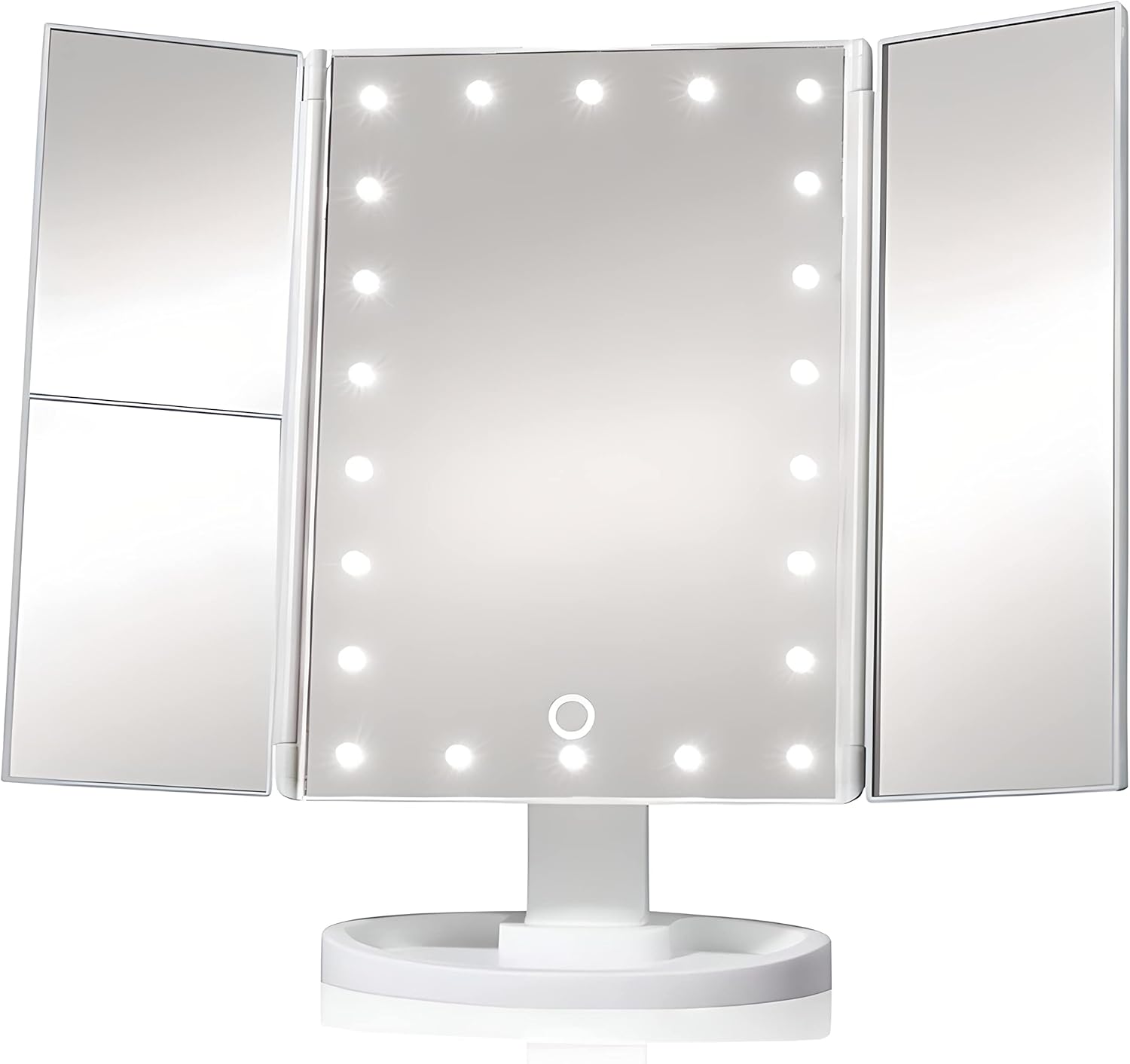 Miroir de maquillage triple avec 22 LED : l'indispensable pour un maquillage parfait à la maison