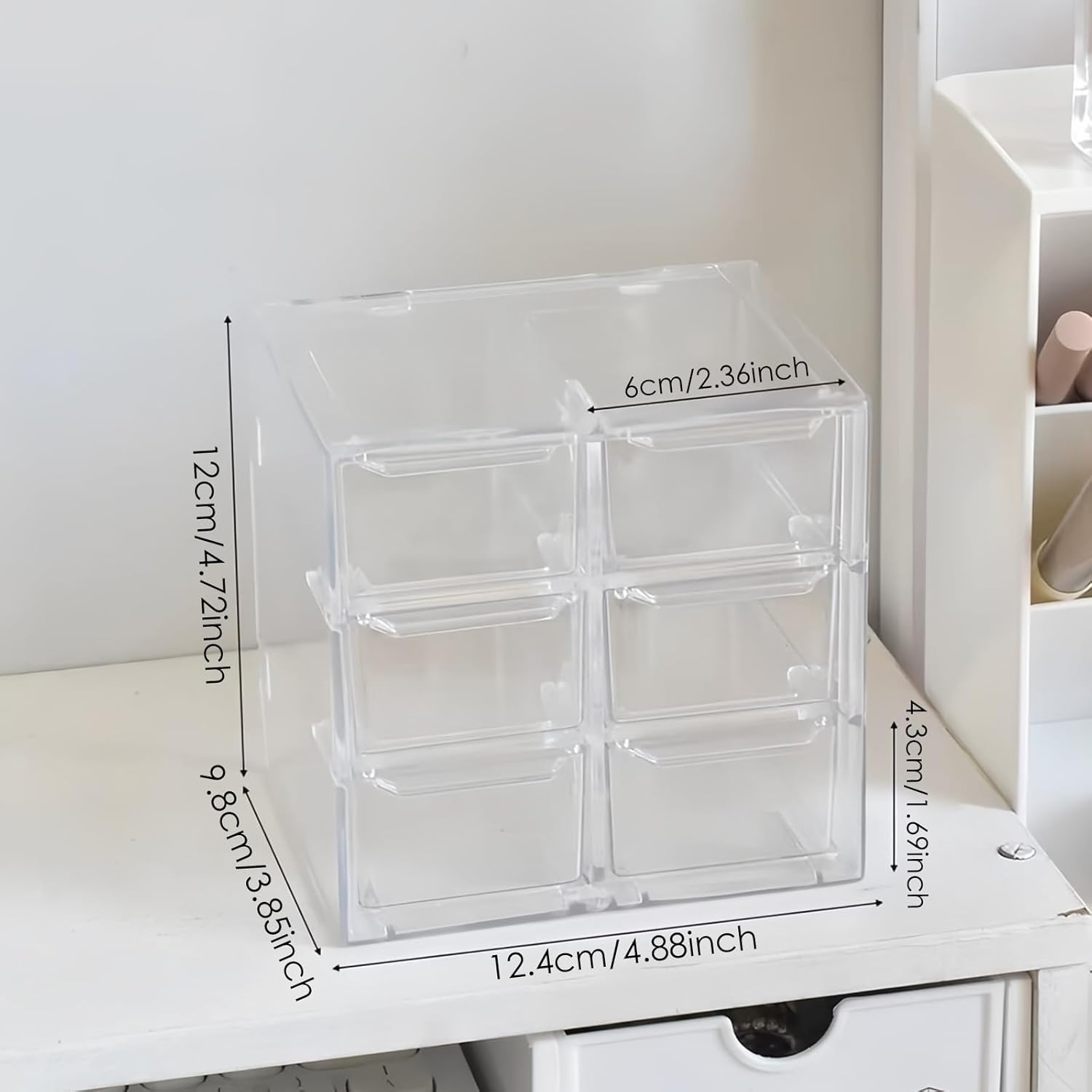 Organiseur de maquillage : petits tiroirs transparents pour un rangement élégant des cosmétiques et bijoux – Image 3