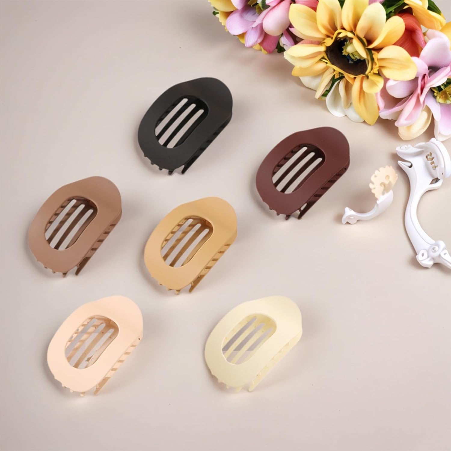 Pinces à cheveux plates : lot de 6 pinces ergonomiques pour femmes aux cheveux épais, fins ou bouclés Profitez d'une tenue solide et élégante grâce à leur grand bec de canard mat – Image 4