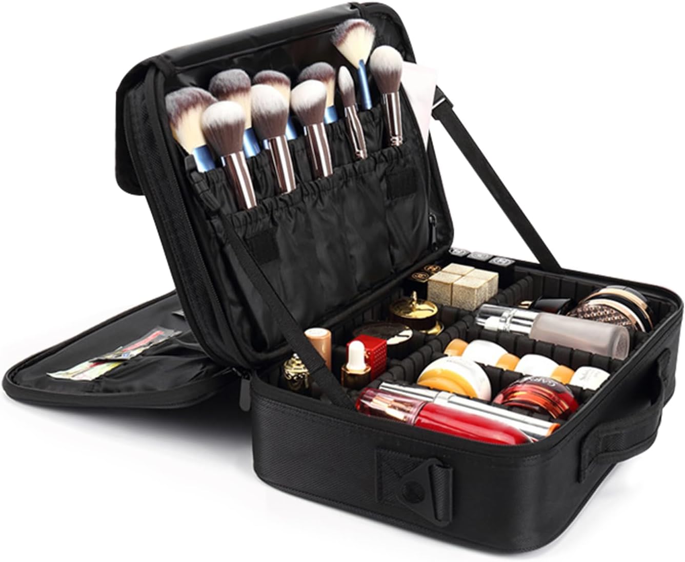 Trousse de maquillage de grande capacité : le sac parfait pour les professionnels de la beauté Découvrez la trousse de maquillage élégante de 34*23*12 cm, idéale pour les ongliers et les maquilleurs, avec ses séparateurs et sangles réglables pour une organisation optimale de vos produits de beauté. – Image 2