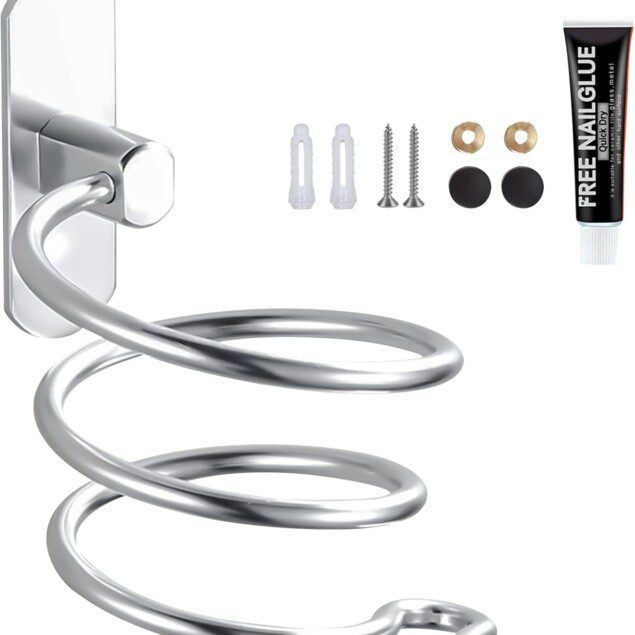 Support de sèche-cheveux mural en spirale : l'accessoire idéal pour une salle de bain élégante et organisée