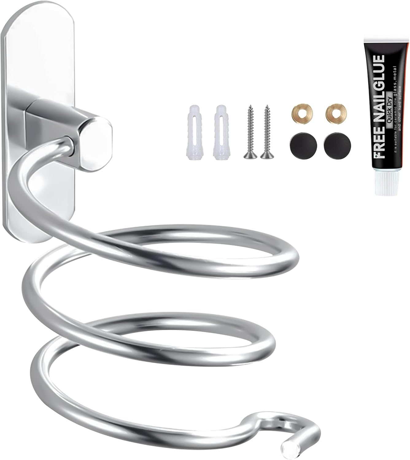 Support de sèche-cheveux mural en spirale : l'accessoire idéal pour une salle de bain élégante et organisée