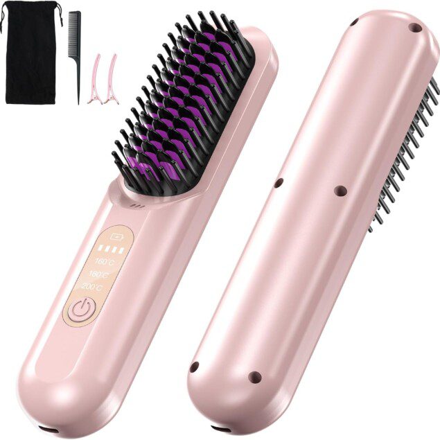 Brosse lissante sans fil : l’alliée parfaite pour les cheveux lisses et brillants Découvrez la brosse lissante portable avec 20 millions d'ions négatifs pour un coiffage rapide et sans frisottis