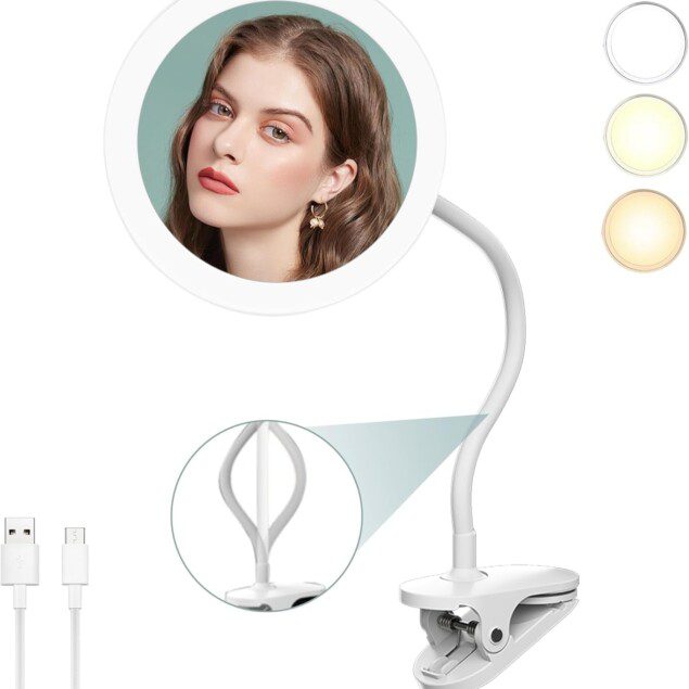Miroir de rasage à clipser : un compagnon idéal pour les hommes soucieux de leur apparence Découvrez le miroir de rasage à clipser de 6,5" avec col de cygne, grossissant 10x et lumineux, parfait pour une utilisation dans la douche et rechargeable par USB.