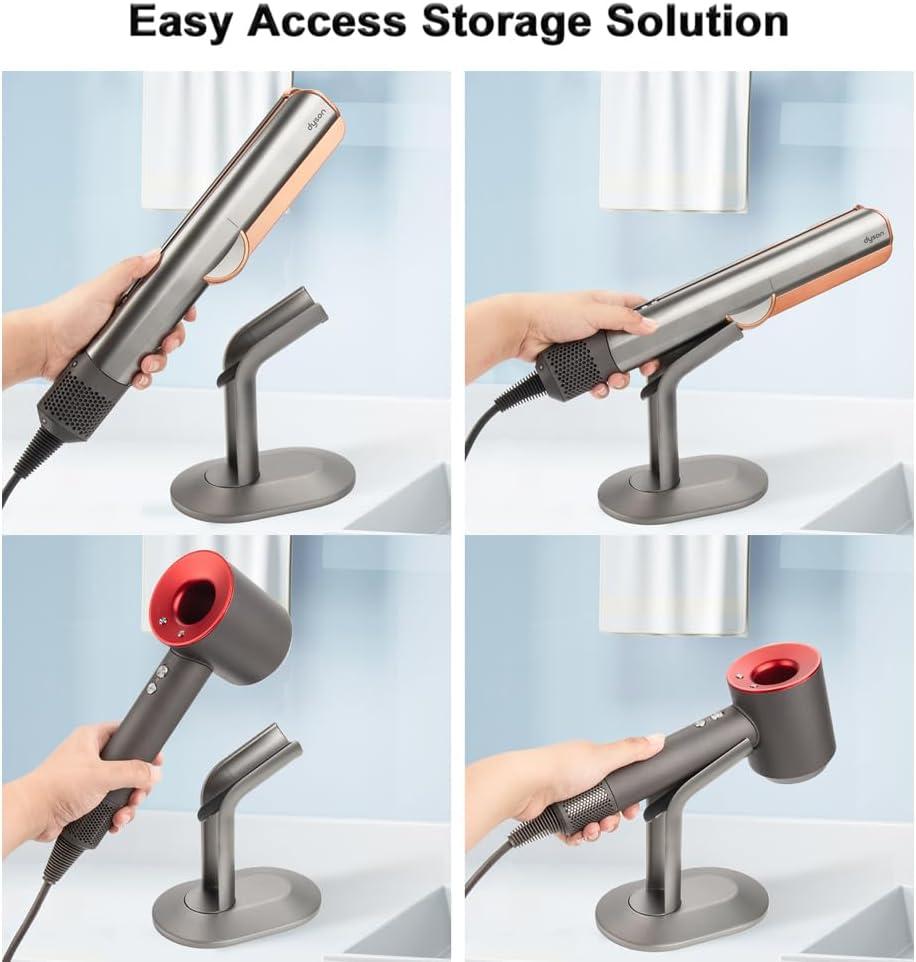 Support de fer à lisser en alliage d'aluminium pour les amoureux de coiffure : rangement élégant et pratique pour accessoires Dyson – Image 4