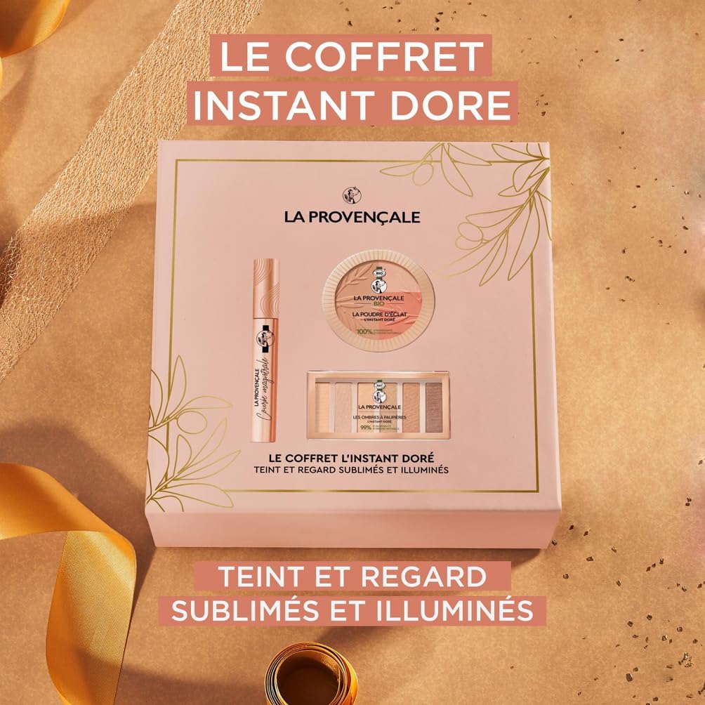 Coffret cadeau maquillage l'Instant doré : 3 produits essentiels pour un éclat naturel et durable Idéal pour les amatrices de beauté, enrichi en huile d'olive bio et pigments minéraux – Image 2