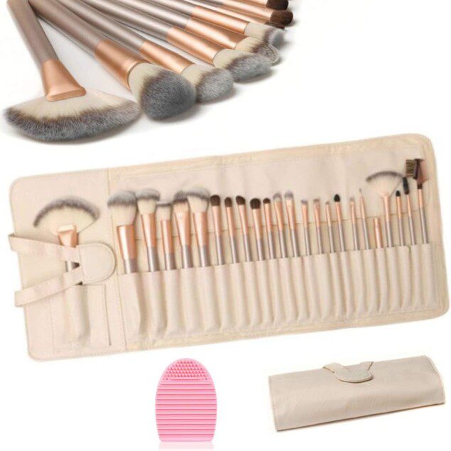 Pinceaux de maquillage professionnels : 24 pièces pour un maquillage impeccable et un nettoyage facile