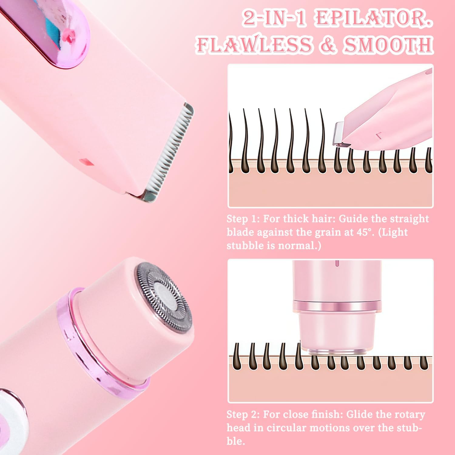 Rasoir Électrique Wishstar 2 en 1 pour Femmes - Douceur et Précision – Image 2