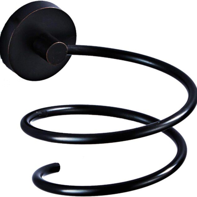 Porte sèche-cheveux élégant et pratique : support noir pour salle de bain moderne